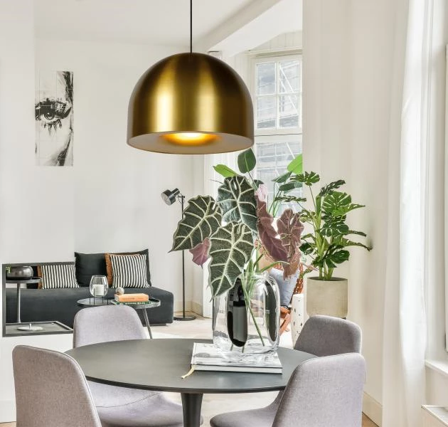 Lucide Premium AKRON - Suspension - Ø 50 cm - 1xE27 - Or Mat / Laiton - ambiance 1